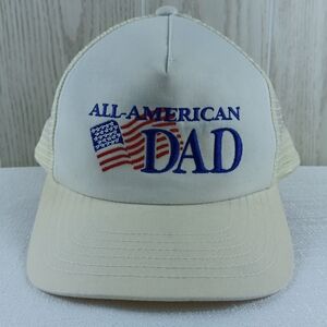 All-American DAD Hat Vintage 90s USA White Trucker Signatures Brand Cap.
